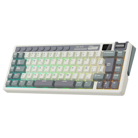 Teclado Royal Kludge Rkm70 Wireless Cyan Purple Switch Beige 75%