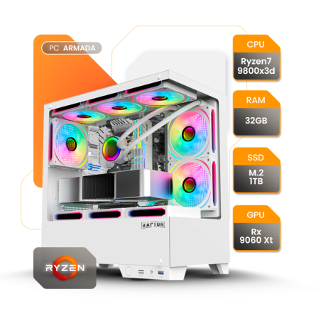 PC GAMER AMD R7 9800X3D RX 9070XT B650 32GB SSD 1TB 1000W+ GIGABYTE C201