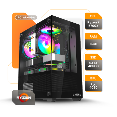 PC GAMER AMD RYZEN 7 5700X RX 9060XT 16GB SSD 500GB A520 750W+ RAPTOR VORTEX