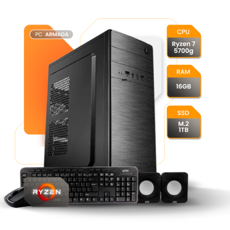 PC GAMER AMD RYZEN 7 5700G A520 16GB SSD 1TB + KIT