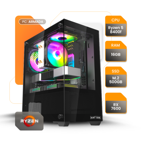 PC GAMER RYZEN 5 8400F RX 9060XT A620 32GB SSD 960GB 750W 80+ AERO II CG83