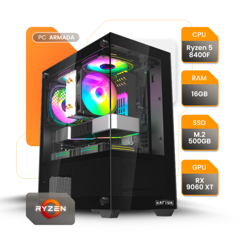 PC GAMER AMD R5 8400F RX7600 B850M 16GB SSD 500GB 650W + GABINETE GAMER