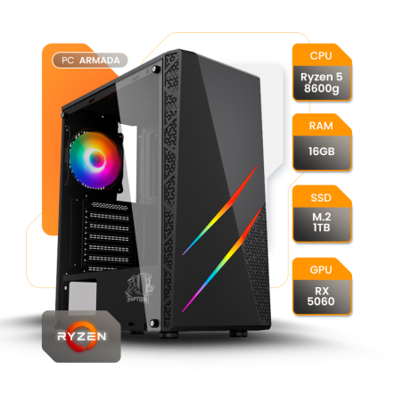 PC GAMER R5 8600G RTX 5060 B840 16GB SSD 1TB 650W 80+ RAPTOR BLAZE