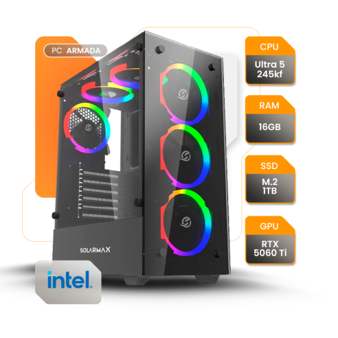 PC GAMER INTEL ULTRA 5 245KF RTX 5060TI 16GB SSD 1TB B860 750W 80+ SOLARMAX CM-5901
