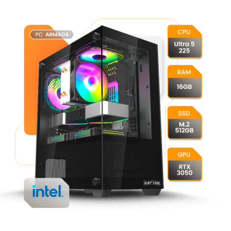 PC GAMER INTEL ULTRA 5 225 RTX 3050 16GB SSD 512GB H810 550W 80+ RAPTOR VORTEX