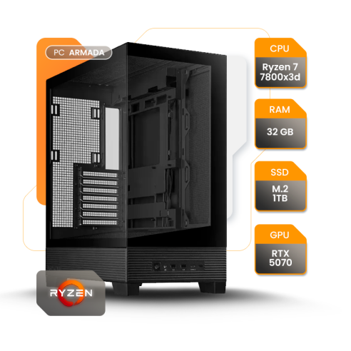 PC GAMER RYZEN 7 7800X3D RTX5070 32GB SSD 1TB B650 WATER 850W+ ASUS A31