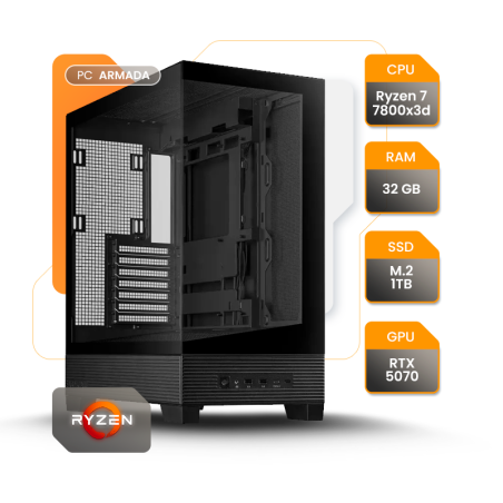 PC GAMER RYZEN 7 7800X3D RTX5070 32GB SSD 1TB B650 WATER 850W+ ASUS A31
