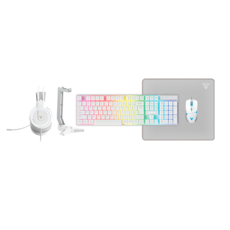 COMBO GAMER 5 EN 1 FANTECH POWER P51 WHITE (TECLADO + MOUSE + MOUSEPAD + AURICULAR + SOPORTE)