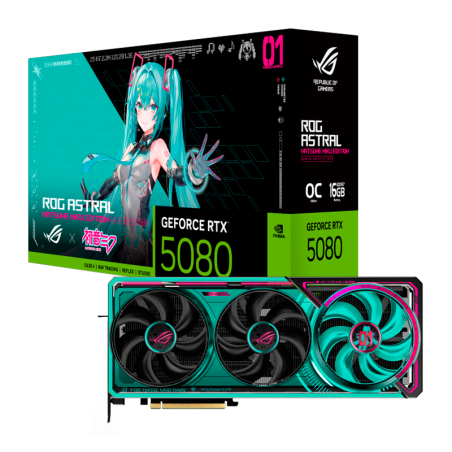 PLACA DE VIDEO GEFORCE RTX 5080 ASUS ROG ASTRAL 16GB GDDR7 HATSUNE MIKU EDITION