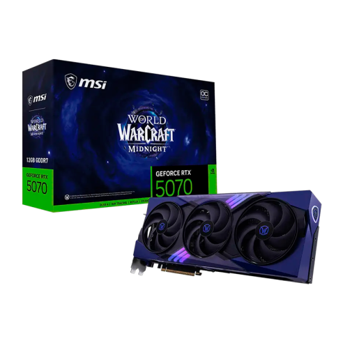 PLACA DE VIDEO GEFORCE RTX 5070 12GB MSI WORLD OF WARCRAFT MIDNIGHT VOID EDITION