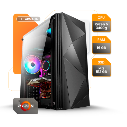 PC GAMER AMD RYZEN 5 3400G 16GB SSD 500GB B550 600W GABINETE GAMER