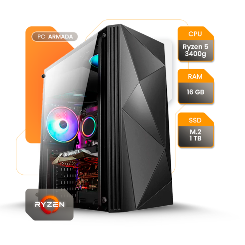 PC GAMER AMD RYZEN 5 3400G 32GB SSD 1TB B550 600W GABINETE GAMER