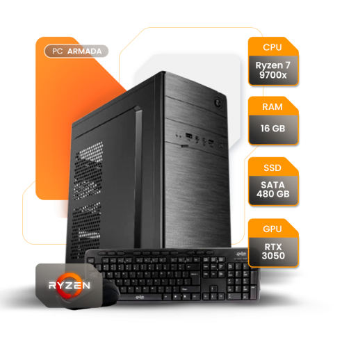 PC GAMER R7 9700X RTX 3050 16GB SSD 480GB B840 GAB KIT + PERIFÉRICOS DE REGALO
