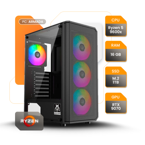 PC GAMER AMD RYZEN 5 9600X RX9070 B850 16GB SSD 1TB 850W 80+ ARKHAM MEL