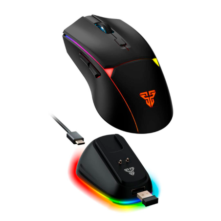 Mouse Gamer Inalámbrico Fantech Crypto Ii Wg7v2rd Black 12000 Dpi 1000hz + Dock Rgb