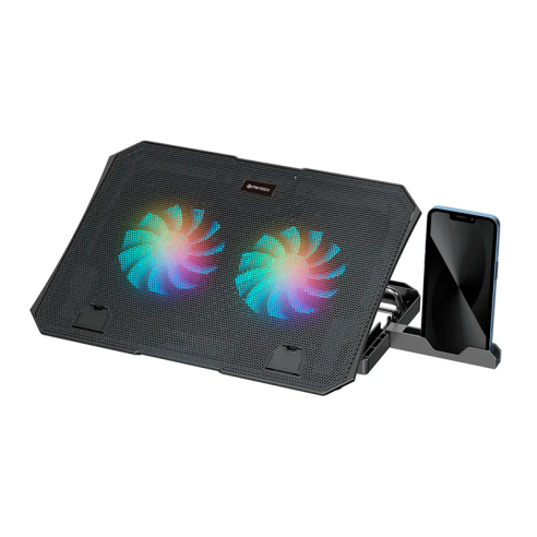 BASE REFRIGERANTE PARA NOTEBOOK FANTECH NC14 BLACK ALTURA AJUSTABLE RGB + SOPORTE CELULAR