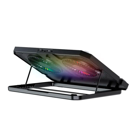 Base Refrigerante Para Notebook Fantech Nc21 Black Velocidad Y Altura Ajustable Rgb + Soporte