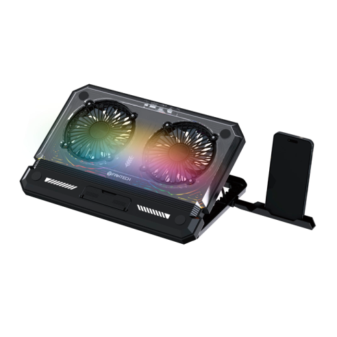 BASE REFRIGERANTE PARA NOTEBOOK FANTECH NC21 BLACK VELOCIDAD Y ALTURA AJUSTABLE RGB + SOPORTE