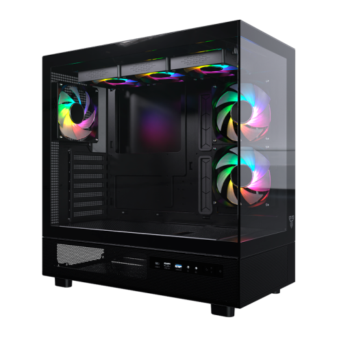 GABINETE FANTECH LUMINA L CG86 BLACK FULL TOWER PANORÁMICO 6 FANS FRGB E-ATX