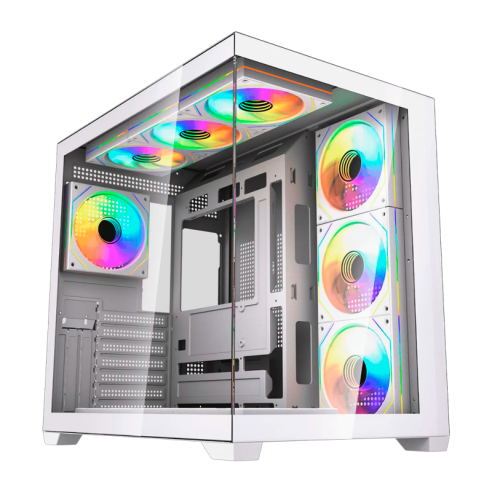 GABINETE FANTECH LUMINA X CG85X WHITE ATX PANORÁMICO 6 FANS ARGB