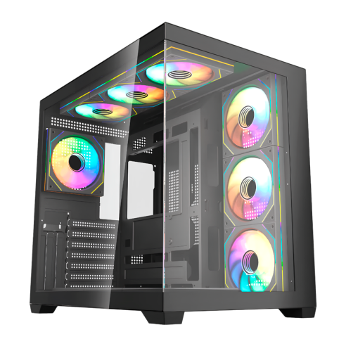 GABINETE FANTECH LUMINA X CG85X BLACK ATX PANORÁMICO 6 FANS ARGB
