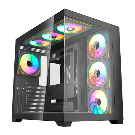 Gabinete Fantech Lumina X Cg85x Black Atx Panorámico 6 Fans Argb