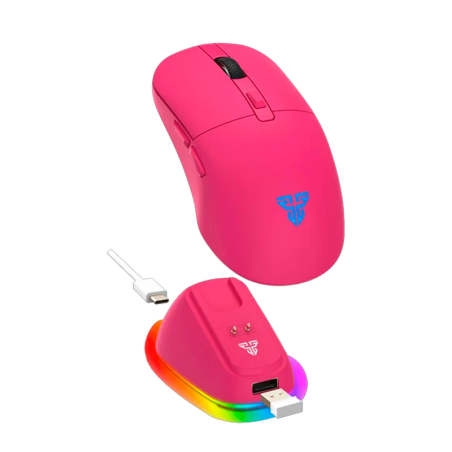 Mouse Gamer Inalámbrico Fantech Kanata Wg9rd Rosie - Pink 12000 Dpi 1000hz Tri-mode + Dock Rgb