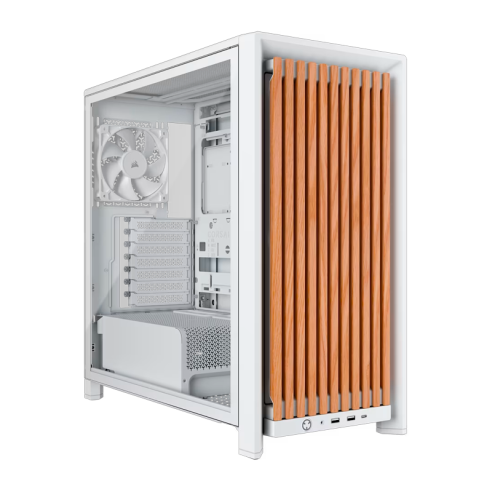 GABINETE CORSAIR FRAME 4000D RS WOOD MID TOWER WHITE FAN X4