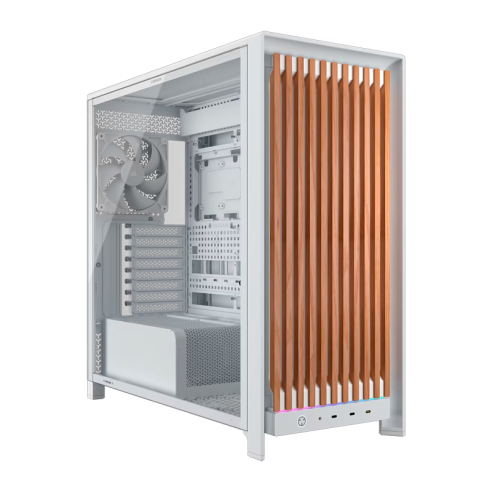 GABINETE CORSAIR 5000D WOOD RS PERFORMANCE MID TOWER WHITE FAN X3